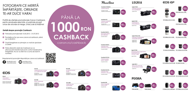 Ce este Canon Cashback și ce Canon îți poți cumpăra acum cu reducere