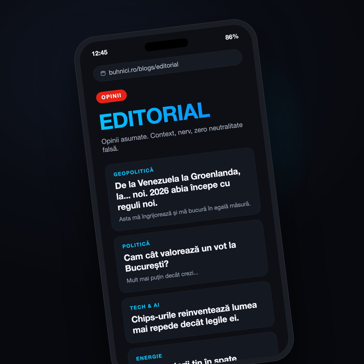 EDITORIAL pe buhnici.ro, feed pe telefon