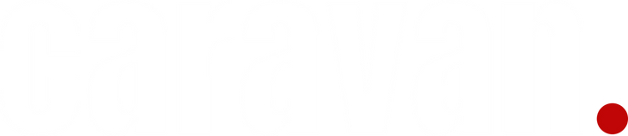Caravan logo alb cu roșu